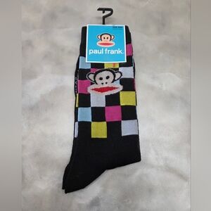 Paul Frank Men's Black and Multicolor Checkered Money Socks.  Size OS
